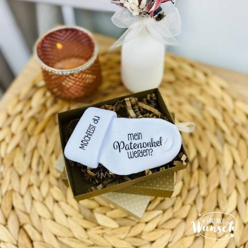 Baby Socke Patentante fragen | Patenonkel fragen | Möchtest du meine Patentante sein? | Möchtest du mein Patenonkel sein