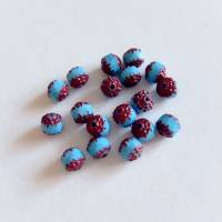 20 Glasschliffperlen, Barockperlen 8 mm, blau türkis rotbraun