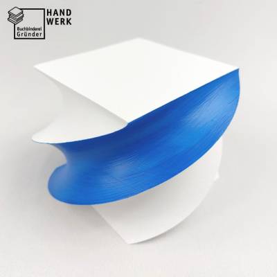Zettelblock, weiß blau, Abreißblock, gedreht, Notizblock 9 x 9 cm