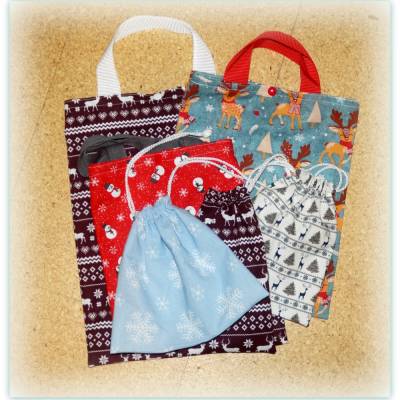 1 Weihnachts Tragetasche oder Geschenkbeutel, Stoffbeutel, Geschenkesäckchen