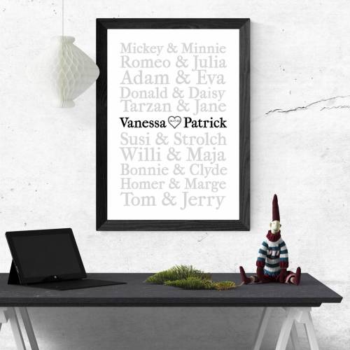 Poster BERÜHMTE PAARE mit Namen, Datum | Personalisiert | Hochzeitsgeschenk | Geschenk Paar | Sie Ihn | Hochzeit | Kunst