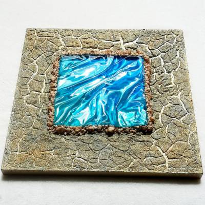 Resin Wandbild "Kleine Oase", handgefertigt, mixed media, Resinart, Wallhangart