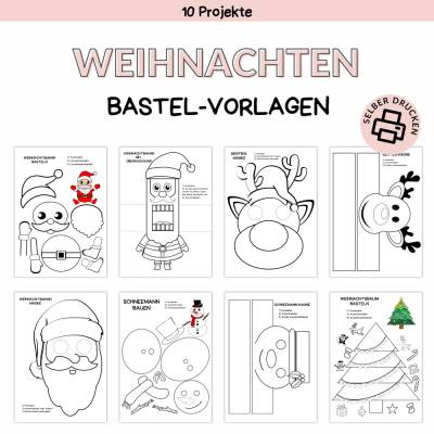 Bastelvorlage Weihnachten Druckvorlage - Bastelideen zum Selberdrucken - Bastelbuch für Kinder - Digitaler Download