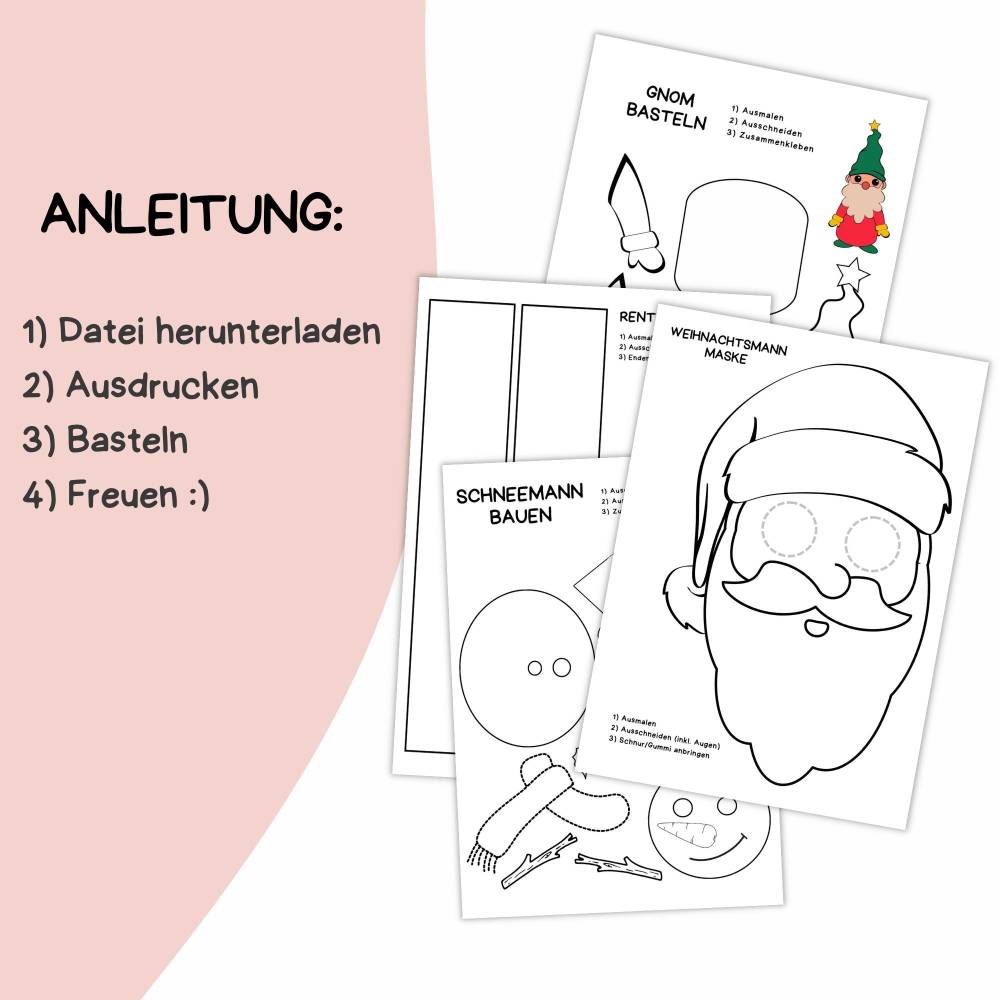 Bastelvorlage Weihnachten Druckvorlage - Bastelideen zum Selberdrucken - Bastelbuch für Kinder - Digitaler Download Bild 3