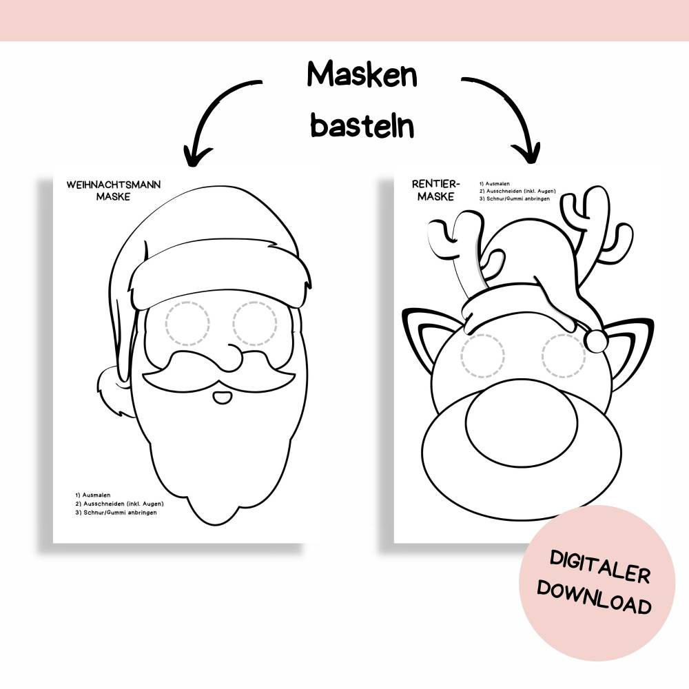 Bastelvorlage Weihnachten Druckvorlage - Bastelideen zum Selberdrucken - Bastelbuch für Kinder - Digitaler Download Bild 4