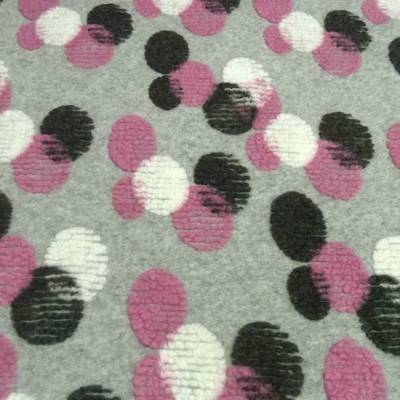 Stoff Ital. Musterwalk Kochwolle Walkloden Boppel Eier Punkte hellgrau rosa weiß schwarz Kleiderstoff Mantelstoff