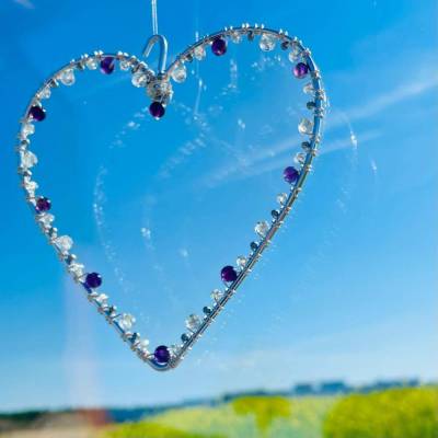 Ruhe im Herz - Fensterschmuck mit Heilstein - Amethyst