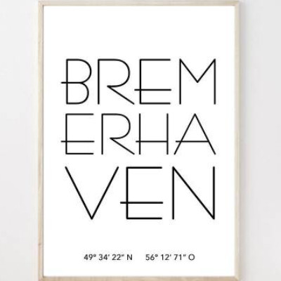 Poster BREMERHAVEN mit Koordinaten | Heimatstadt | Stadtposter | Personalisiert | Stadt Geschenk | Umzug Einzug | Heimat