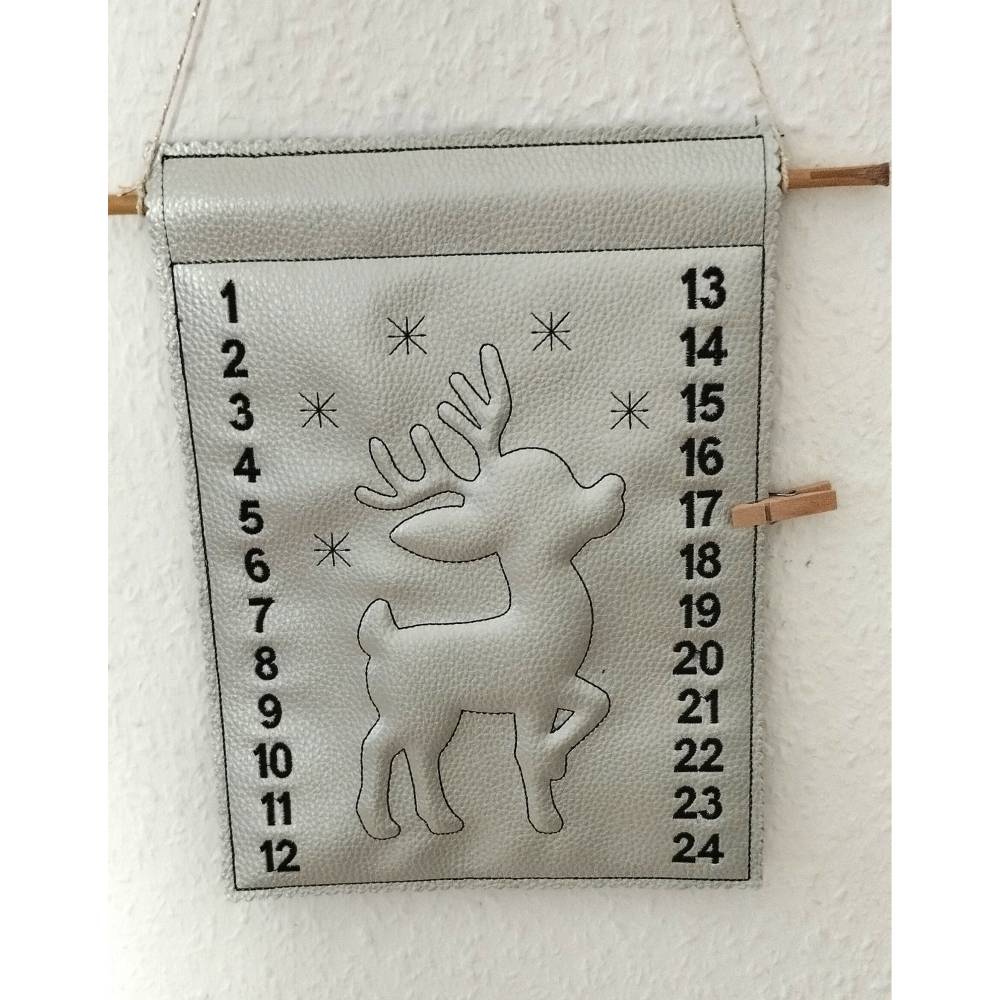 Stickdatei 3D Rentier, Trapunto Adventskalender, Geschenkanhänger, Mug Rug Set 886 Weihnachten, Maschinenstickerei Bild 5