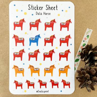Sticker Dala Pferd | Schweden | Aufkleber Bulletjournal | Journal Sticker | Skandinavien Sverige | Dala Horse