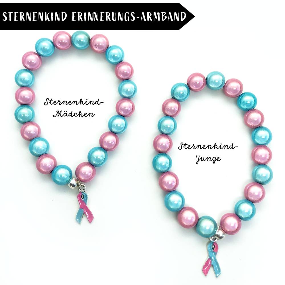 Sternenkind Perlenarmband mit Bekenntnisschleife nach Wahl Bild 1