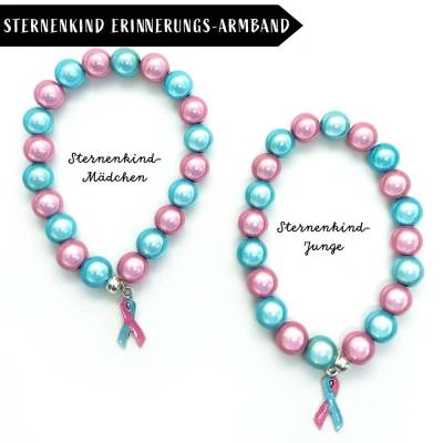 Sternenkind Perlenarmband mit Bekenntnisschleife nach Wahl
