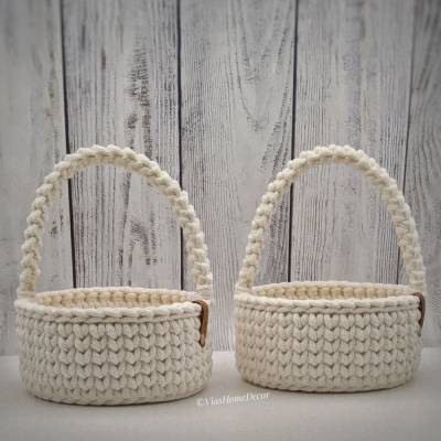 Geschenkkorb mit Henkel und Holzboden – in 3 Größen, ideal als Blumenkorb zur Hochzeit oder Deko