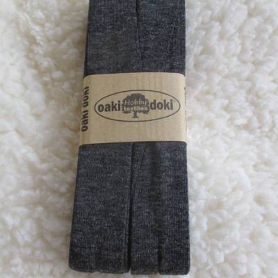 3 m Jersey -Schrägband Oaki Doki dunkelgrau meliert, uni gef. 40/20mm  (1m/1,17 €)