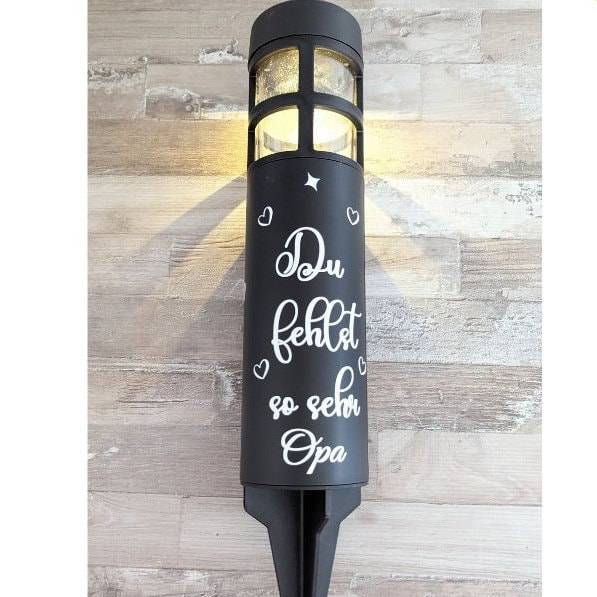 Grablicht Solar Herzen, Personalisiert, Gedenklicht, Trauerlicht, Erinnerungslicht, Grab