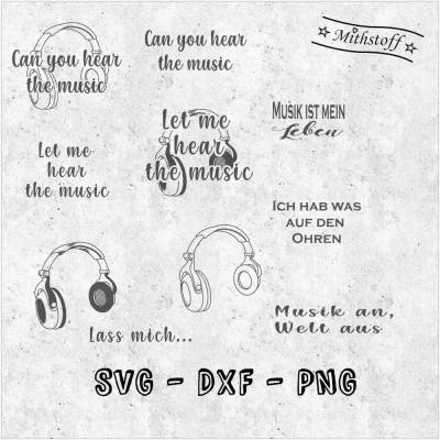 Plotterdatei SVG Kopfhörer can you hear the music Mithstoff