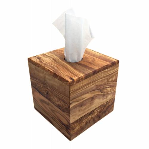 Papierbox Aufbewahrungsbox für Kosmetiktücher, Taschentücher quadratig handgefertigt aus Olivenholz Hochwertig Geschenk.