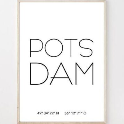 Poster POTSDAM mit Koordinaten | Heimatstadt | Stadtposter | Personalisiert | Stadt Geschenk | Kunstdruck | Umzug Einzug