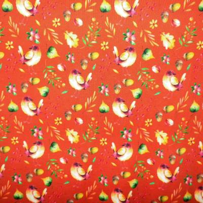  Jersey ♥ Stoff ♥ Stretchjersey ♥  Kinderstoff ♥ Vögelchen ♥ Rostbraun