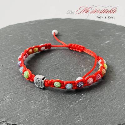 Regenbogen Armband mit Schiebeknoten Surferarmband Flechtarmband handgemacht
