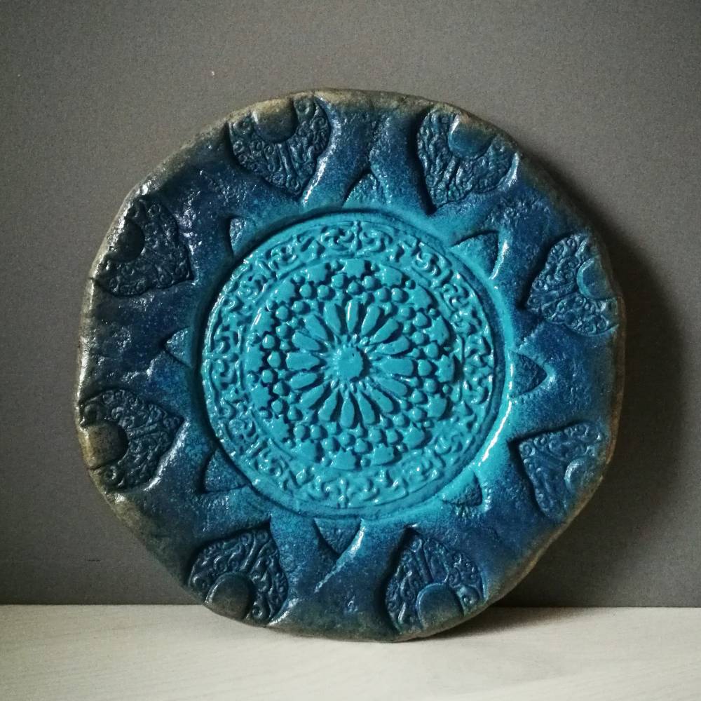 Deko-Teller Mandala | türkis blau gold