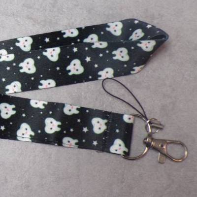 Satin Schlüsselband Zähne Zahnarzt   mit Schlüsselring 