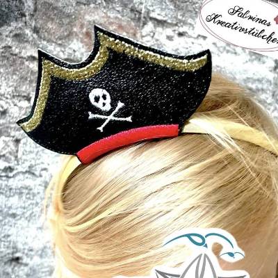 ITH Stickdatei Haarrreif-Hut Pirat Fasching Halloween