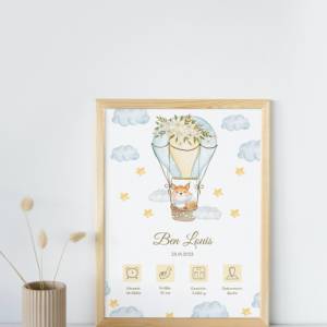 Geburtstafel Fuchs | Geburtsdaten Poster | Geburtsposter | Geburtsanzeige | Geburtsbild | personalisiertes Geschenk Gebu