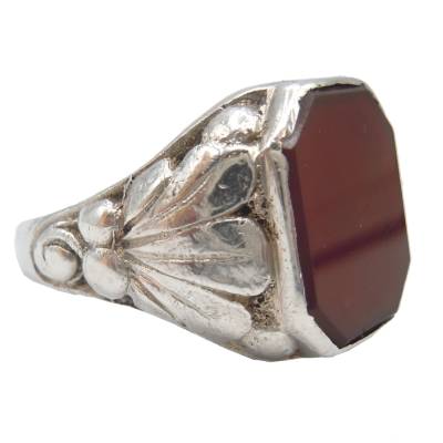 835 Silber Ring mit rotem Karneol aus den 40er Jahren RG 71