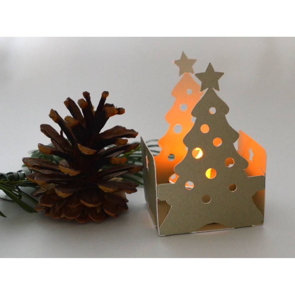 Plotterdatei Weihnachtsbaum Tannenbaum Körbchen Teelicht Lichterhaus Bild 2