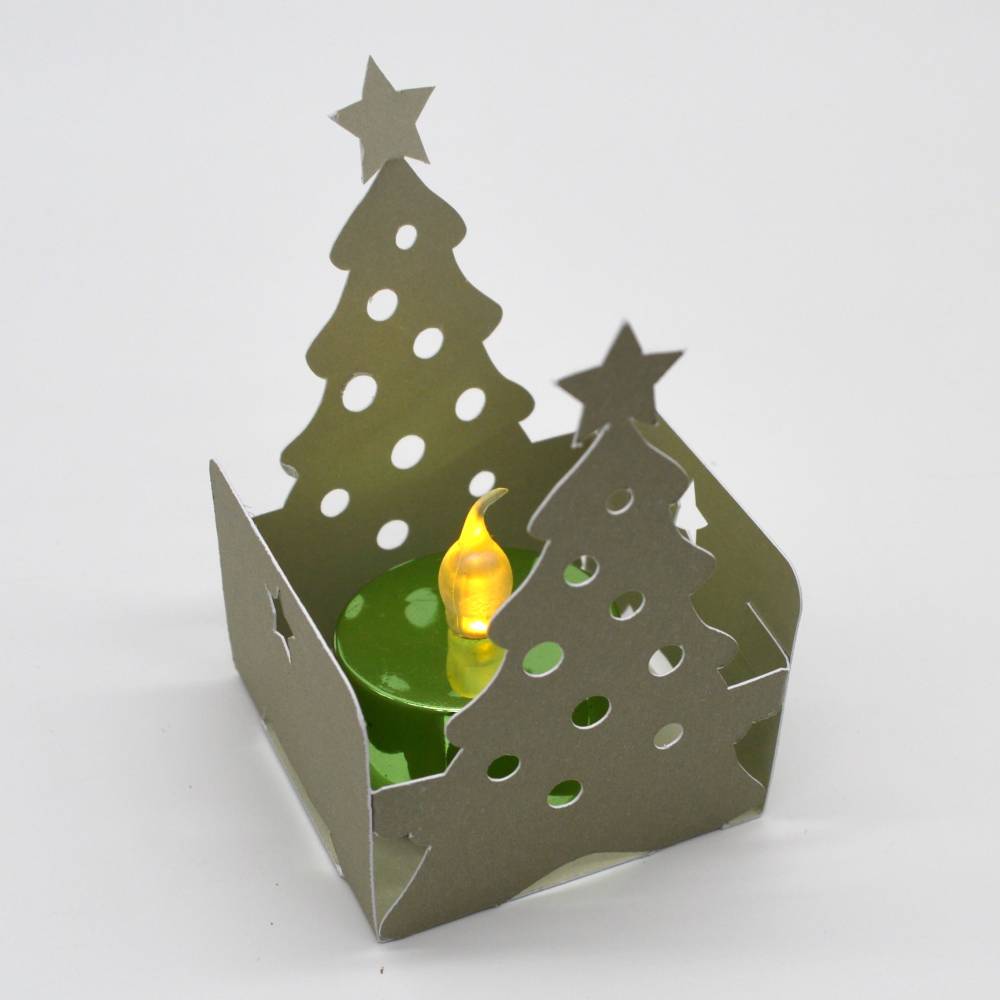 Plotterdatei Weihnachtsbaum Tannenbaum Körbchen Teelicht Lichterhaus Bild 4
