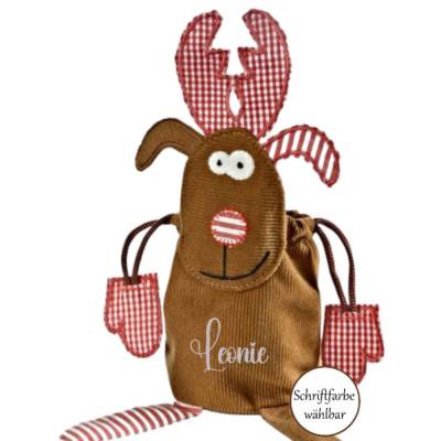 Elchbeutel personalisiert mit Name Nikolausstiefel Beute Geschenkidee Weihnachten 