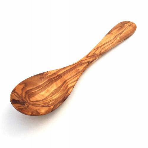 Löffel oval breiter Griff 26 cm, Löffel, Küchenhelfer handgemacht aus Olivenholz
