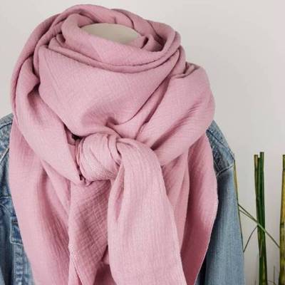 Musselintuch, Dreieckstuch, Musselin Schal, Halstuch, Tuch, Uni, Rosa