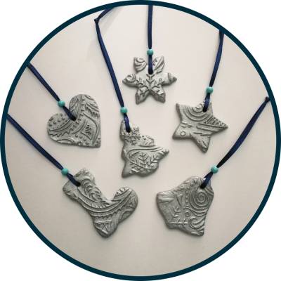 Christbaumschmuck 6 Anhänger Weihnachten | silber grau blau | 5 -5,5 cm
