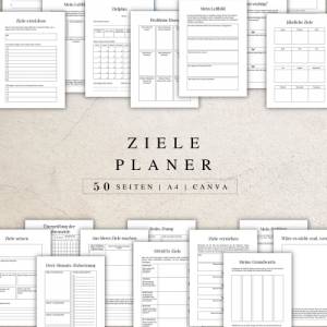 Zieleplaner als Canva Version in Deutsch (A4) | Planer zum ausdrucken oder digital nutzbar | 50 Seiten zum individuell a