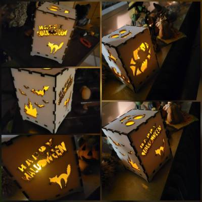 Halloween Windlicht, Halloween Lampe, Laterne Halloween Boxen, Spinne, Kürbis, Hexe