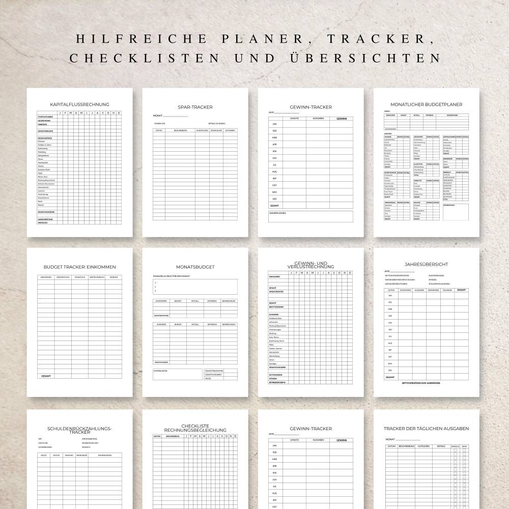 Budget & Finanzplaner als Canva Version in Deutsch (A4) | Seiten zum ausdrucken oder digital nutzbar | 25 Seiten zum ind Bild 2