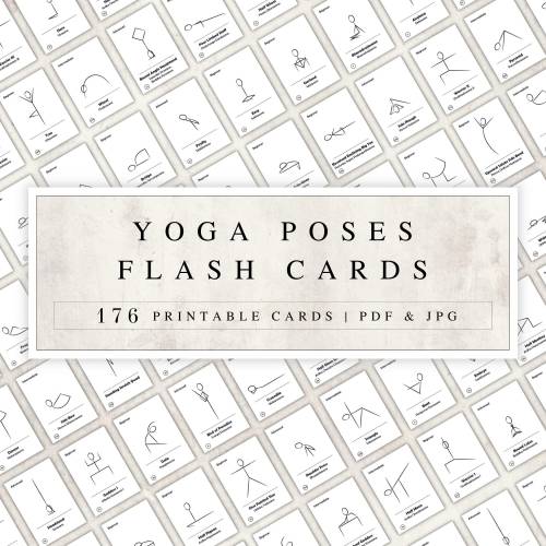 Yogakarten mit 176 Posen auf Englisch und Sanskrit | Yoga Karteikarten | Yoga für Anfänger | Yogakarten zum ausdrucken |