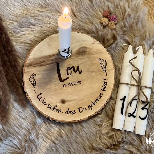 Geburtstagskerze personalisiert  | Baumscheibe | Geburtstag | Lebenskerze | Geburtstagsbrett  | Geburtstagsgeschenk