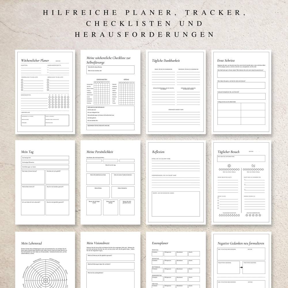Mein Journal als Canva Version | 50 Tagebuch Canva Vorlagen A4 | Deutsches Journal zum ausdrucken & digital nutzbar | In Bild 2