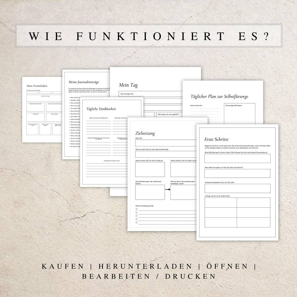 Mein Journal als Canva Version | 50 Tagebuch Canva Vorlagen A4 | Deutsches Journal zum ausdrucken & digital nutzbar | In Bild 4