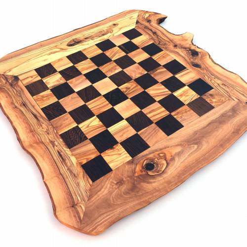 Schachspiel rustikal, Schachbrett Gr. wählbar M/L/XL ohne Schachfiguren Schachspiel handgemacht aus Olivenholz & Wenge