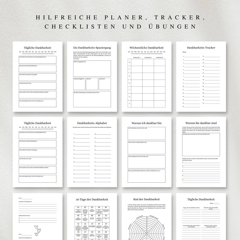 Dankbarkeitsjournal als PDF Version in Deutsch (A4 & A5) | 20 minimalistische Journalseiten zum ausdrucken oder digital Bild 2