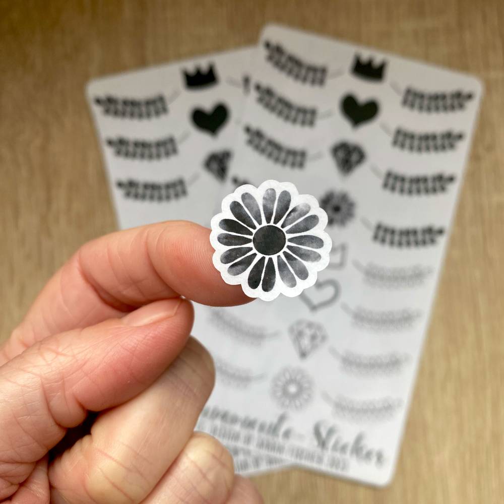 Stickerbogen Ornamente | Blume, Herz, Krone, Diamant, Zweige | Schwarz Weiss Aufkleber Sticker Bild 2