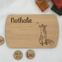 personalisierte Frühstücksbrettchen für Kinder: Kinderteller mit Namen und Motiv, Holzbrettchen, Geschenk