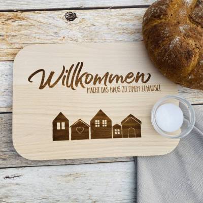 Küchenschneidebrett als Geschenk zum Einzug | Frühstücksbrett mit Gravur | Holzbrett als Accessoire | Brotzeitbrett aus 