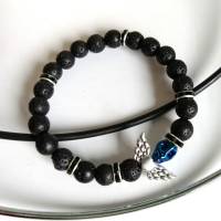 Armband mit Materialmix und Totenkopf-Engel
