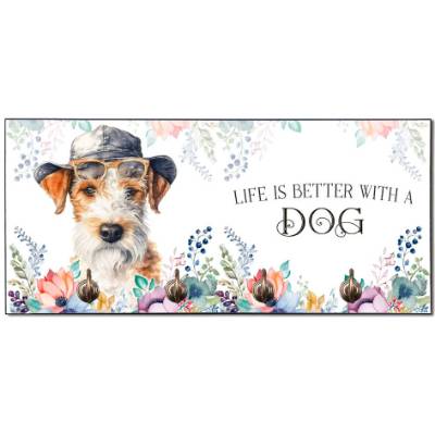 Hundegarderobe LIFE IS BETTER WITH A DOG mit Foxterrier