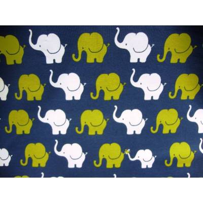 Baumwolljersey Elefantenparade petrol grün weiß – Jersey Kinderstoff Ökotex Meterware
